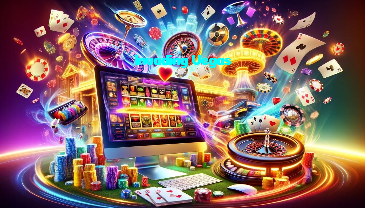 Invading Vegas casino presented on mobile device in Pakistan with slots and live games