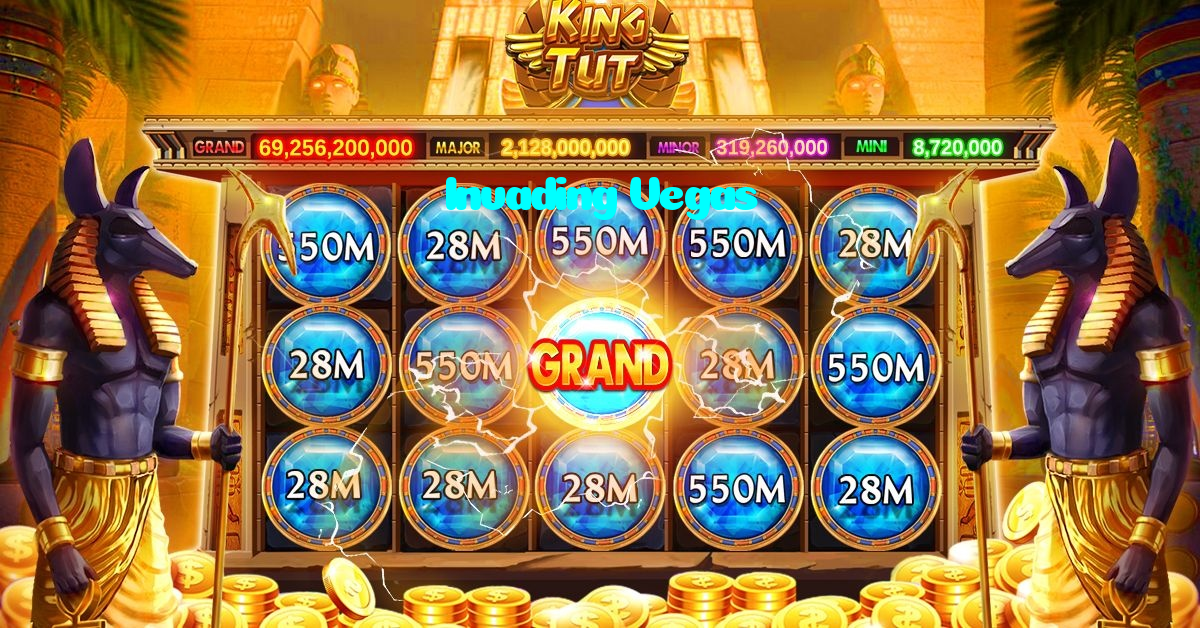 Invading Vegas casino presented on mobile device in Pakistan with slots and live games